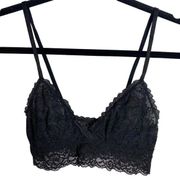 Lace Floral Bralette Black Womens Size 8