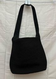 The Sak Elliott Lucca Black Hand Crocheted Shoulder Hand Bag Nylon Lined