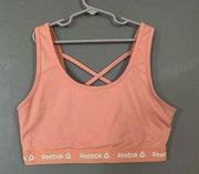 Reebok Pink Cross Back Sports Bra Size Large