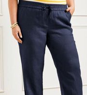 Talbots 100% Linen Cropped Leg Pants‎ 14P. Navy Blue. No Signs of Wear C0089