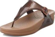 Fitflop Super Jelly Thong Wedge Sandals US 9 Brown Bronze Wedge Comfy Casual