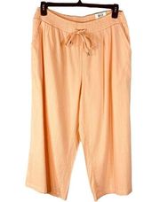 Style & Co Large Ankle Pants Wide Leg Mid-Rise Smocked Waist Pockets Gauzy Peach