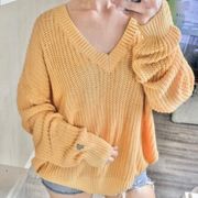 Boxy Ribbed V-Neck Sweater