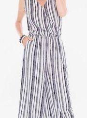 Chicos black and white striped cropped jumpsuit size 1.5 (Medium/10)