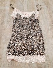 Victoria's Secret EUC  Dark Leopard Lingerie Top With Pink Lace Trim Size Small