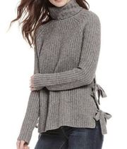 NWT  Ceanne Sweater XS Gray Wool Blend Turtleneck Oversized Knit Side Tie