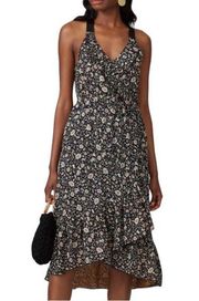 Scotch & Soda Maison Scotch Black Floral Print Midi Summer Dress Size Large