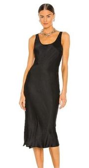 Weekend Stories Luna Midi Dress Black Satin Small NWT Sleeveless