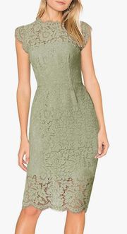 Lace Green Sleeveless Tea Dress