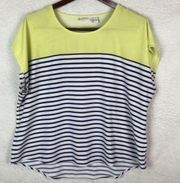 Chico's Women's‎ Jewl Top Striped Cap Sleeve Pullover Size 3 (XL) Navy Yellow