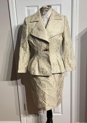 Brocade Jacquard Suit FRENCH FASHION Vintage 1960s 60s Fitted Parisian Style Classic Mugler High Couture Vintage