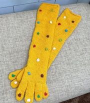 Yellow Long Wool Polka Dot Gloves