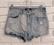 Rewash distressed vertical stripe denim shorts size 7/28