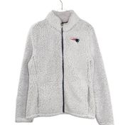 NFL New England Patriots Gray Sherpa Full Zip Teddy Jacket Large