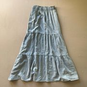 Tiered Denim Maxi Skirt