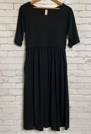 Zenana outfitters black casual high waist tee shirt dress medium - pockets NWOT