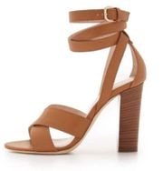 Club Monaco tan leather wrap heels Size6.5  A34