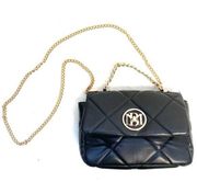 Badgley Mischka Black Quilted Faux Leather Crossbody Shoulder Bag Purse