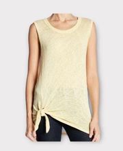 Bobeau | Tie Front Muscle Tank Top Sleeveless Blouse Yellow | Medium