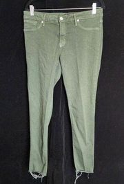 Just Black Green Raw Edge Cropped Jeans (32)