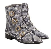 J. Crew multi buckle leather snakeskin booties