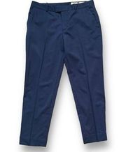 Club Monaco Trousers Navy Blue Italian Tropical Wool Flat Front Cropped Pants