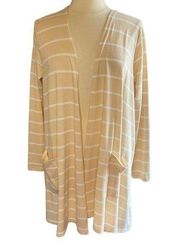 LLR Beige & White Striped CAROLINE Cardigan