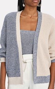 INTERMIX Aurora Two-Tone Rib Knit Cardigan Sweater Blue Beige Size XS