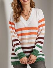 Suzanne Betro Orange Green Brown Sweater