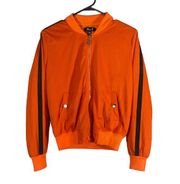 36 point 5 Orange Netted Striped Mesh Bomber Jacket Women Sz S