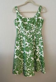 DONNA RICCO womens dress green white floral sleeveless knee length 6 petite