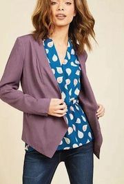 NEW  Modcloth Eggplant Purple Lightweight Rayon Draped Front Blazer Small