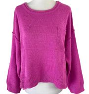 New  Boxy Pocket Pullover Sweater Pink