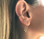 by BaubleBar Gold Safty pin Earrings new