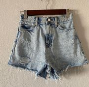 Light Wash High-waisted Jean Shorts