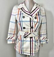 Coach Tattersall Short Trench Coat Multicolor Size 2 (Small)