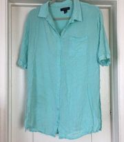 Atmosphere swimsuit beach button down blue gauze coverup womens size med