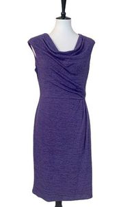 American Living Women's Purple Drape Neck Shirred Knit Sheath Dress Size 12