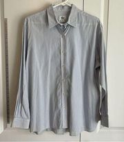 LACOSTE VINTAGE PINSTRIPE BUTTON UP DRESS SHIRT SIZE 14 made in France