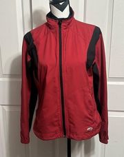 BROOKS Red and Black Zip Front Running Jacket