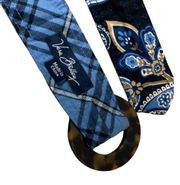 Vera Bradley blue Windsor plaid paisley fabric belt NWOT