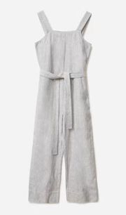 Everlane Linen Square-Neck Jumpsuit Gray Stripe Size 10 NEW