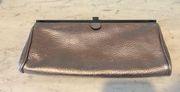 J. Crew Pewter Leather Clutch VGUC