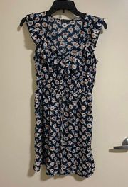 Women’s Dark Blue Floral Sleeveless Sundress Size Small (New Without Tags)