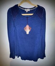 NWT Knox Rose indigo blue long sleeve tee size medium