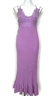Bustier Maxi Slip Dress SMALL Lavender strappy Lace