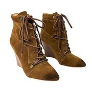 Joe’s brown suede leather wedge lace up ankle boots