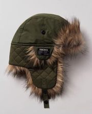 Nylon Faux Fur Trapper Hat NWT - Olive