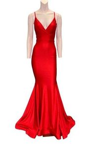 Jessica Angel 347 Open Back V-neck Maxi Gown Perry Red Size XS NWT