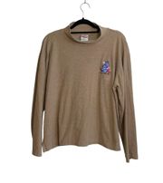 Tan Embroidered Piglet & Eeyore Rib Turtleneck Sweater